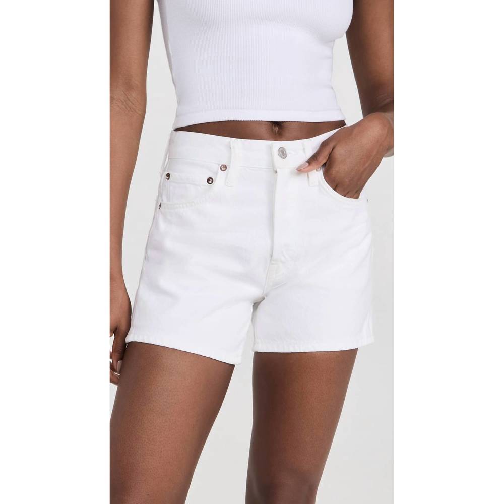 AGOLDE Parker Long Denim Short in Dough